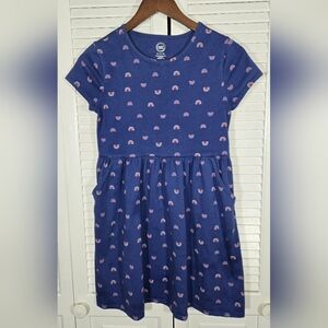 5 For 20 Wonder Nation Short Sleeve Blue Rainbows Pullover Dress Sz 14-16